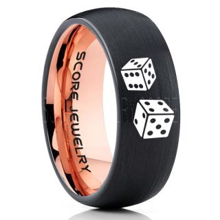 Craps Ring, Dice Ring, Dice Jewelry, Dice Wedding Ring, Poker Ring, Gaming Ring, Casino Ring, Joker Ring, Black Wedding Band, Black Tungsten Ring