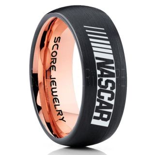 NASCAR Ring, NASCAR Jewelry, Racing Ring, Racing Flag Ring, Checkered Flag Ring, Chequered Flag Ring, Black Tungsten Ring, Car Racing Ring, Black Wedding Band, Black Tungsten Ring