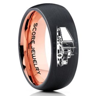 Truck Driver Ring, Trucker Ring, Black Tungsten Ring, Trucker Jewelry, Truck Driver Wedding Band, Black Tungsten Band, Black Wedding Ring