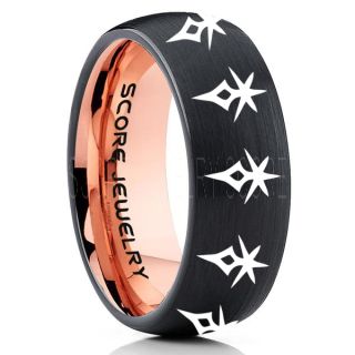 Final Fantasy Ring, Final Fantasy Jewelry, Dark Knight Ring, Gamer Ring, Final Fantasy Wedding Ring, Final Fantasy Wedding Band, Black Tungsten Ring, Black Wedding Band