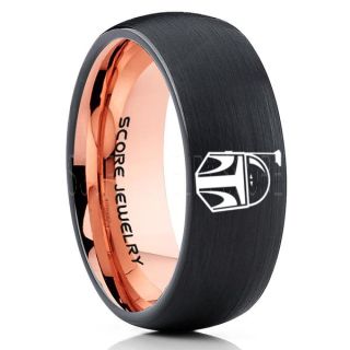 Boba Fett Ring, Boba Fett Helmet Ring, Boba Fett Mandalorian Ring, Star Wars Ring, Star Wars Wedding Band, Black Mandalorian Wedding Ring, Black Tungsten Band, Mandalorian Wedding Band, Star Wars Wedding Ring, Star Wars Mandalorian Jewelry