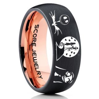 Jack and Sally Ring, Jack and Sally Wedding Band, We're Simply Meant To Be Ring, Black Tungsten Ring, Black Tungsten Wedding Band, Jack and Sally Wedding Ring