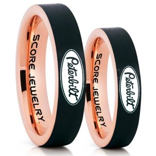 Peterbilt Rings, Peterbilt Jewelry, 2 Piece Couple Set Black Tungsten Rings, Trucker Rings, Truck Driver Rings, Driver Rings, Black Tungsten Wedding Bands