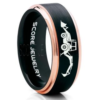 Backhoe Ring, Excavator Ring, Tractor Ring, Construction Machinery Ring, Backhoe Jewelry, Excavation Machinery Ring, Bulldozer Ring, Black Tungsten Wedding Ring, Black Tungsten Ring