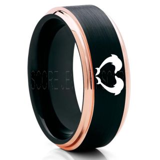 Dolphins Ring, Dolphin Heart Ring, Dolphin Wedding Ring, Dolphin Wedding Band, Marine Life Ring, Bottlenose Dolphins Ring, Black Tungsten Ring, Black Wedding Band, Ocean Life Wedding Band