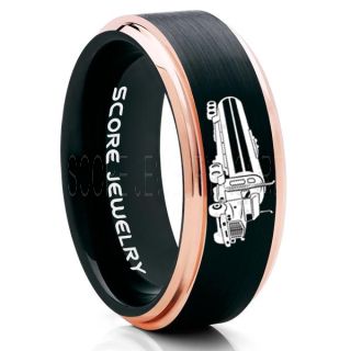 Tank Truck Ring, Tanker Ring, Fuel Truck, Truck Driver Ring, Trucker Ring, Black Tungsten Ring, Trucker Jewelry, Truck Driver Wedding Band, Black Tungsten Band, Black Wedding Ring