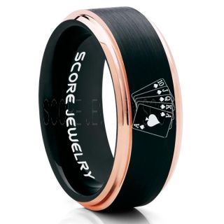 Royal Flush Ring, Ace of Spades Royal Flush Card Suit Ring, Texas Holdem Poker Ring, Poker Ring, Ace of Spades Ring, Poker Jewelry, Casino Ring, Joker Ring, Poker Wedding Ring, Black Tungsten Ring
