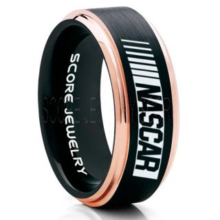 NASCAR Ring, NASCAR Jewelry, Racing Ring, Racing Flag Ring, Checkered Flag Ring, Chequered Flag Ring, Black Tungsten Ring, Car Racing Ring, Black Wedding Band, Black Tungsten Ring