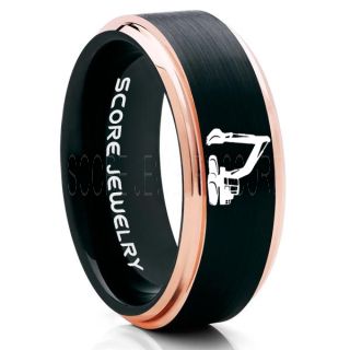 Backhoe Ring, Excavator Ring, Tractor Ring, Construction Machinery Ring, Backhoe Jewelry, Excavation Machinery Ring, Bulldozer Ring, Black Tungsten Wedding Ring, Black Tungsten Ring
