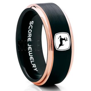 John Deere Ring, Farmer Ring, Agriculture Ring, Construction Machinery Ring, John Deere Jewelry, John Deere Machinery Ring, Farmer Tungsten Wedding Ring, Black Tungsten Ring