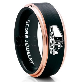 Truck Driver Ring, Trucker Ring, Black Tungsten Ring, Trucker Jewelry, Truck Driver Wedding Band, Black Tungsten Band, Black Wedding Ring