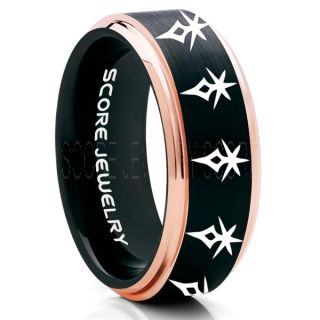 Final Fantasy Ring, Final Fantasy Jewelry, Dark Knight Ring, Gamer Ring, Final Fantasy Wedding Ring, Final Fantasy Wedding Band, Black Tungsten Ring, Black Wedding Band