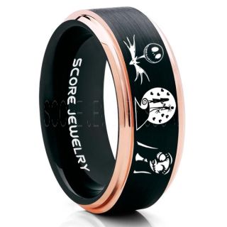 Jack and Sally Ring, Jack and Sally Wedding Band, We're Simply Meant To Be Ring, Black Tungsten Ring, Black Tungsten Wedding Band, Jack and Sally Wedding Ring