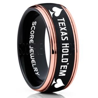 Texas Holdem Poker Ring, Poker Ring, Ace of Spades Ring, Poker Jewelry, Blackjack Ring, Casino Ring, Joker Ring, Poker Wedding Ring, Black Tungsten Ring