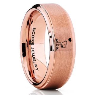 Snoopy Ring, 14K Rose Gold Tungsten Ring, Rose Gold Ring, Rose Gold Tungsten Wedding Band, Rose Gold Wedding Band, Rose Gold Tungsten Wedding Ring, Rose Gold Wedding Ring, Rose Gold Tungsten Ring