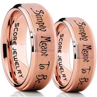 Simply Meant To Be Rings, Jack and Sally Rings, Jack and Sally Wedding Bands, 14K Rose Gold Tungsten Rings, Rose Gold Tungsten Wedding Bands, Jack and Sally Wedding Rings