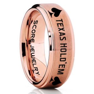 Texas Holdem Poker Ring, Poker Ring, Ace of Spades Ring, Poker Jewelry, Blackjack Ring, Casino Ring, Joker Ring, Poker Wedding Ring, 14K Rose Gold Tungsten Ring