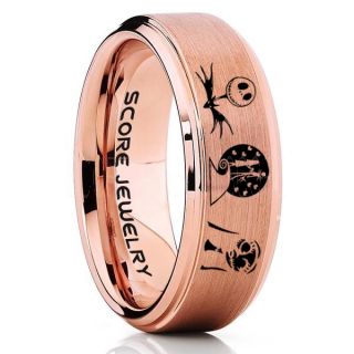 Jack and Sally Ring, Jack and Sally Wedding Band, We're Simply Meant To Be Ring, 14K Rose Gold Tungsten Ring, Rose Gold Tungsten Wedding Band, Jack and Sally Wedding Ring