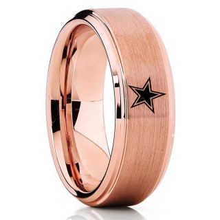 Texas Ring, Texas Football Ring, Dallas Ring, Football Ring, 14K Rose Gold Tungsten Ring, Rose Gold Tungsten Wedding Ring, Rose Gold Wedding Ring, Dallas Football Ring, Dallas Football Wedding Ring