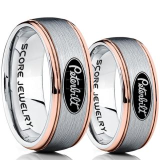 Peterbilt Rings, Peterbilt Jewelry, 2 Piece Couple Set Silver Tungsten Rings, Trucker Rings, Truck Driver Rings, Driver Rings, Silver Tungsten Wedding Bands