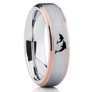 Dolphins Ring, Dolphin Heart Ring, Dolphin Wedding Ring, Dolphin Wedding Band, Marine Life Ring, Bottlenose Dolphins Ring, Silver Tungsten Ring, Silver Wedding Band, Ocean Life Wedding Band