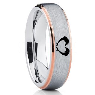 Dolphins Ring, Dolphin Heart Ring, Dolphin Wedding Ring, Dolphin Wedding Band, Marine Life Ring, Bottlenose Dolphins Ring, Silver Tungsten Ring, Silver Wedding Band, Ocean Life Wedding Band