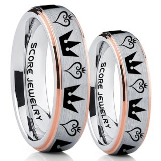 Kingdom Hearts Rings, 2 Piece Couple Kingdom Hearts Rings, Kingdom Hearts Jewelry, Kingdom Hearts Wedding Rings, Kingdom Hearts Wedding Bands, Kingdom Hearts Silver Rings, Silver Tungsten Wedding Bands