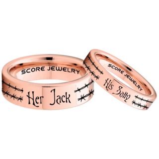 Jack and Sally Rings, Jack and Sally Wedding Bands, 14K Rose Gold Tungsten Rings, Rose Gold Tungsten Wedding Bands, Jack and Sally Wedding Rings, Matching Couple Rings