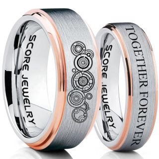 Doctor Who Rings, Doctor Who Wedding Rings, 2 Piece Couple Set Doctor Who Rings, Gallifreyan Rings, Doctor Who Jewelry, Doctor Who Wedding Bands, Doctor Who Wedding Rings