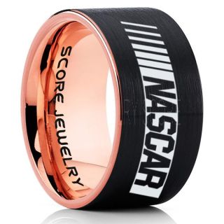 NASCAR Ring, NASCAR Jewelry, Racing Ring, Racing Flag Ring, Checkered Flag Ring, Chequered Flag Ring, Black Tungsten Ring, Car Racing Ring, Black Wedding Band, Black Tungsten Ring