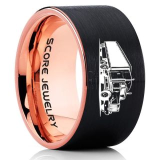 Truck Driver Ring, Trucker Ring, Black Tungsten Ring, Trucker Jewelry, Truck Driver Wedding Band, Black Tungsten Band, Black Wedding Ring