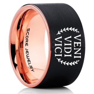 Veni Vidi Vici Ring, Julius Caesar Ring, Roman Ring, Roman Republic Ring, I Came I Saw I Conquered Ring, Roman Senate Ring, Julius Caesar Jewelry, Black Tungsten Ring