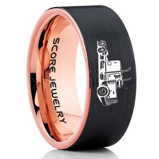Truck Driver Ring, Trucker Ring, Black Tungsten Ring, Trucker Jewelry, Truck Driver Wedding Band, Black Tungsten Band, Black Wedding Ring