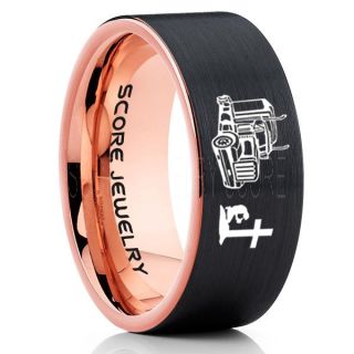 Truck Driver Ring, Trucker Ring, Praying Cowboy Ring, Black Tungsten Ring, Trucker Jewelry, Truck Driver Wedding Band, Black Tungsten Band, Black Wedding Ring