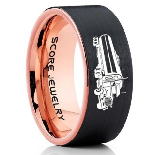 Tank Truck Ring, Tanker Ring, Fuel Truck, Truck Driver Ring, Trucker Ring, Black Tungsten Ring, Trucker Jewelry, Truck Driver Wedding Band, Black Tungsten Band, Black Wedding Ring