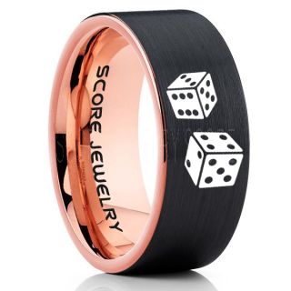 Craps Ring, Dice Ring, Dice Jewelry, Dice Wedding Ring, Poker Ring, Gaming Ring, Casino Ring, Joker Ring, Black Wedding Band, Black Tungsten Ring