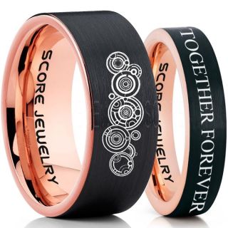 Doctor Who Rings, Doctor Who Wedding Rings, 2 Piece Couple Set Doctor Who Rings, Gallifreyan Rings, Doctor Who Jewelry, Doctor Who Wedding Bands, Doctor Who Wedding Rings