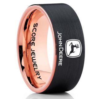 John Deere Ring, Farmer Ring, Agriculture Ring, Construction Machinery Ring, John Deere Jewelry, John Deere Machinery Ring, Farmer Tungsten Wedding Ring, Black Tungsten Ring