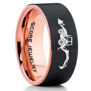 Backhoe Ring, Excavator Ring, Tractor Ring, Construction Machinery Ring, Backhoe Jewelry, Excavation Machinery Ring, Bulldozer Ring, Black Tungsten Wedding Ring, Black Tungsten Ring