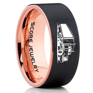 Truck Driver Ring, Trucker Ring, Black Tungsten Ring, Trucker Jewelry, Truck Driver Wedding Band, Black Tungsten Band, Black Wedding Ring