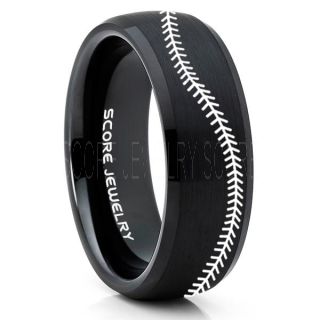 Baseball Ring, Baseball Stitch Pattern Ring, Black Tungsten Ring, Black Ring, Black Wedding Band, Black Wedding Ring, Baseball Stitch Ring, Black Tungsten Band