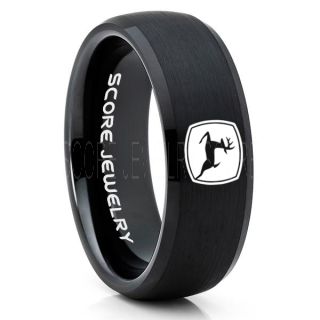John Deere Ring, Farmer Ring, Agriculture Ring, Construction Machinery Ring, John Deere Jewelry, John Deere Machinery Ring, Farmer Tungsten Wedding Ring, Black Tungsten Ring