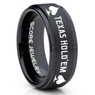 Texas Holdem Poker Ring, Poker Ring, Ace of Spades Ring, Poker Jewelry, Blackjack Ring, Casino Ring, Joker Ring, Poker Wedding Ring, Black Tungsten Ring