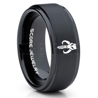 Boba Fett Ring, Boba Fett Mythosaur Skull Ring, Boba Fett Mandalorian Ring, Star Wars Ring, Star Wars Wedding Band, Black Mandalorian Wedding Ring, Black Tungsten Band, Mandalorian Wedding Band, Star Wars Wedding Ring, Star Wars Mandalorian Jewelry