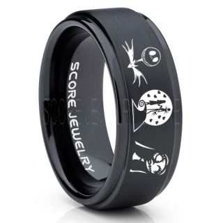 Jack and Sally Ring, Jack and Sally Wedding Band, We're Simply Meant To Be Ring, Black Tungsten Ring, Black Tungsten Wedding Band, Jack and Sally Wedding Ring