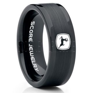 John Deere Ring, Farmer Ring, Agriculture Ring, Construction Machinery Ring, John Deere Jewelry, John Deere Machinery Ring, Farmer Tungsten Wedding Ring, Black Tungsten Ring