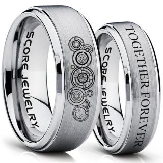 Doctor Who Rings, Doctor Who Wedding Rings, 2 Piece Couple Set Doctor Who Rings, Gallifreyan Rings, Doctor Who Jewelry, Doctor Who Wedding Bands, Doctor Who Wedding Rings