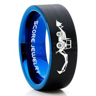 Backhoe Ring, Excavator Ring, Tractor Ring, Construction Machinery Ring, Backhoe Jewelry, Excavation Machinery Ring, Bulldozer Ring, Black Tungsten Wedding Ring, Black Tungsten Ring