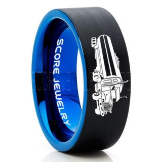 Tank Truck Ring, Tanker Ring, Fuel Truck, Truck Driver Ring, Trucker Ring, Black Tungsten Ring, Trucker Jewelry, Truck Driver Wedding Band, Black Tungsten Band, Black Wedding Ring
