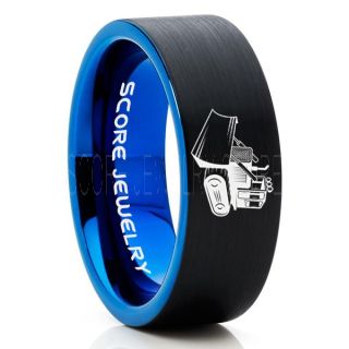 Backhoe Ring, Excavator Ring, Tractor Ring, Construction Machinery Ring, Backhoe Jewelry, Excavation Machinery Ring, Bulldozer Ring, Black Tungsten Wedding Ring, Black Tungsten Ring